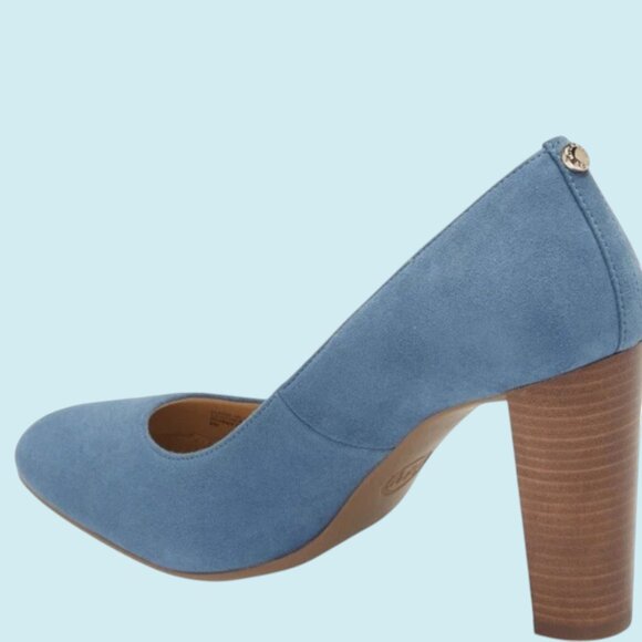 Michael Kors Suede Pump Size 9M Chambray Blue Susan Flex Stacked Heel NWOB - Picture 3 of 15